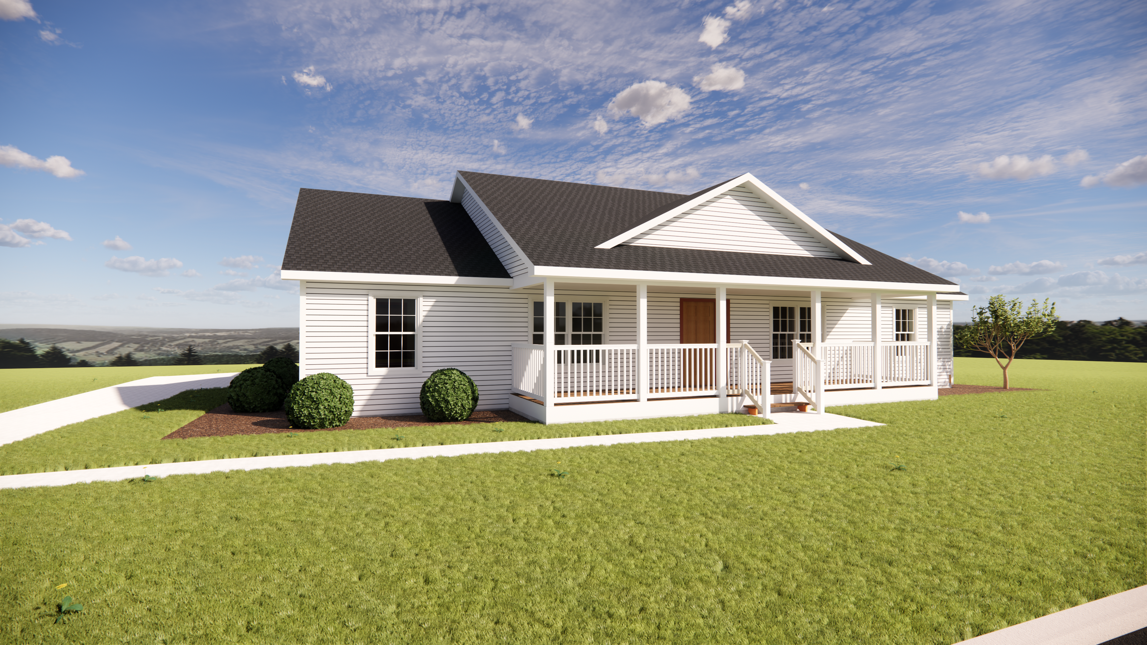 Newly constructed single-family home with 3 bedrooms, 2.5 bathrooms, open-plan living area, and luxurious master suite with oversized shower and walk-in closet.